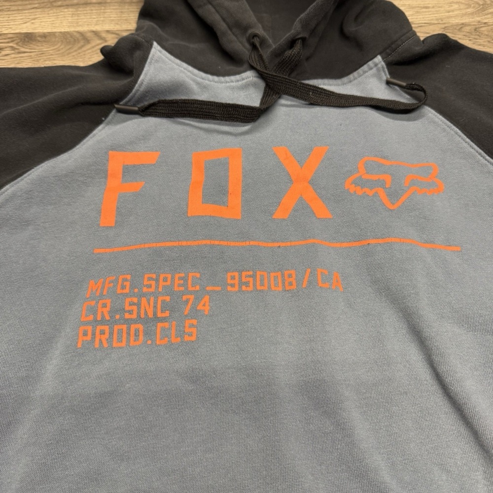 Fox Racing Non-Stop Raglan Fleece Hoodie Blue MX Logo Sweat Jacket Adult Medium - Picture 5 of 11